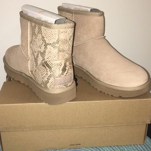 ugg classic mini metallic snake boot